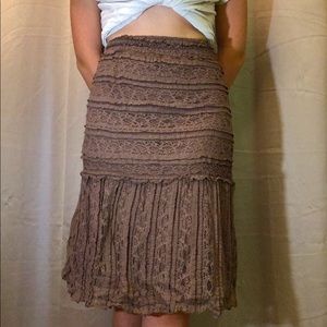 Brown lace Maurices knee length skirt